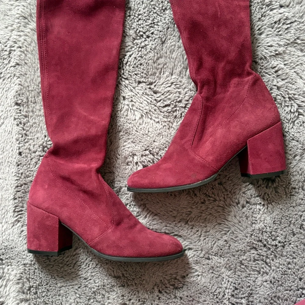Stuart Weitzman Tieland Over The Knee Heeled Cabernet Suede Boot